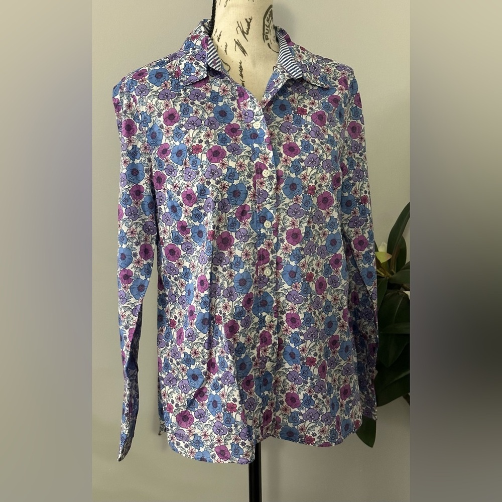 Talbots Purple and Blue Button Down Shirt 💎 - Picture 5 of 13